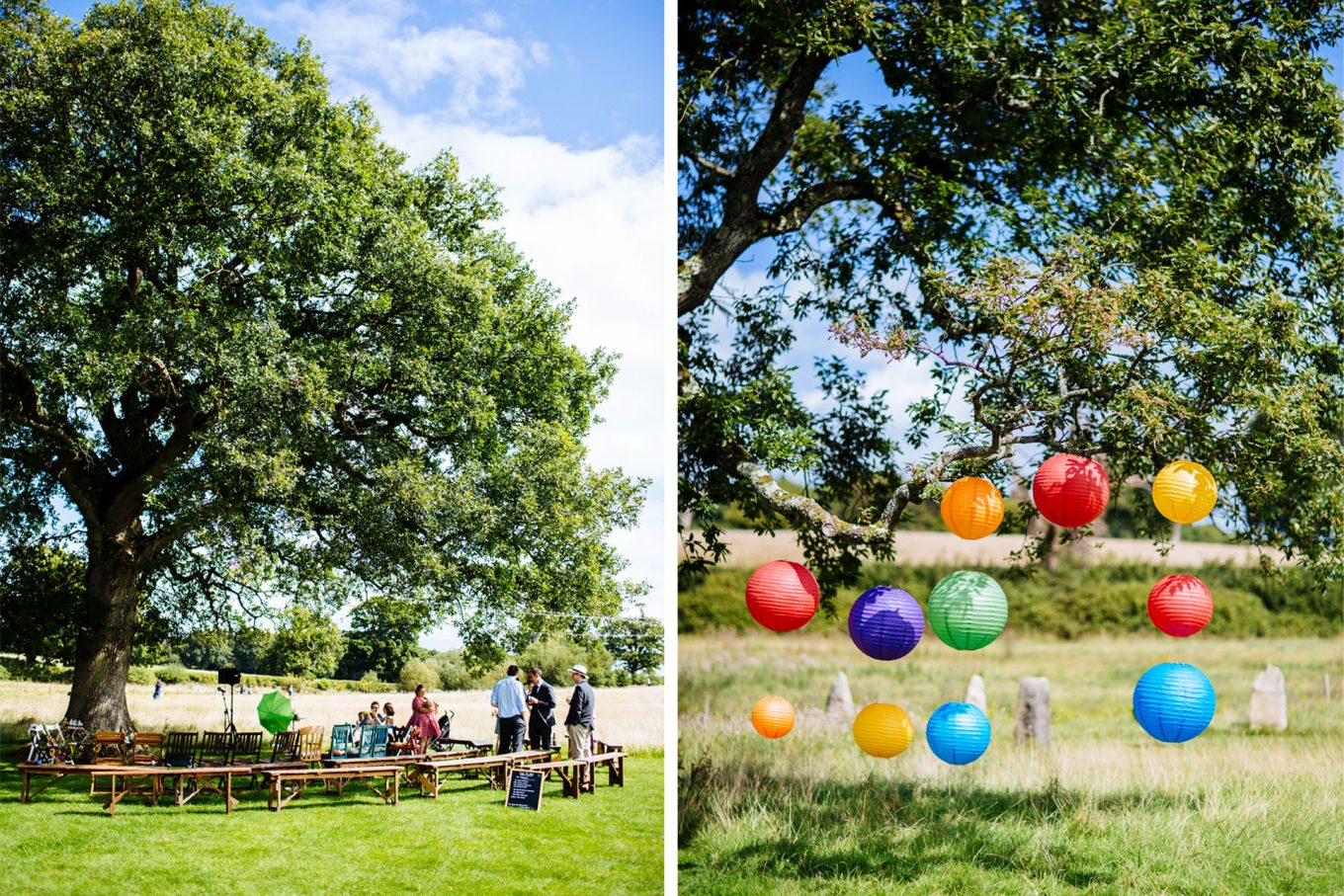wedding ceremony underneath a huge tree