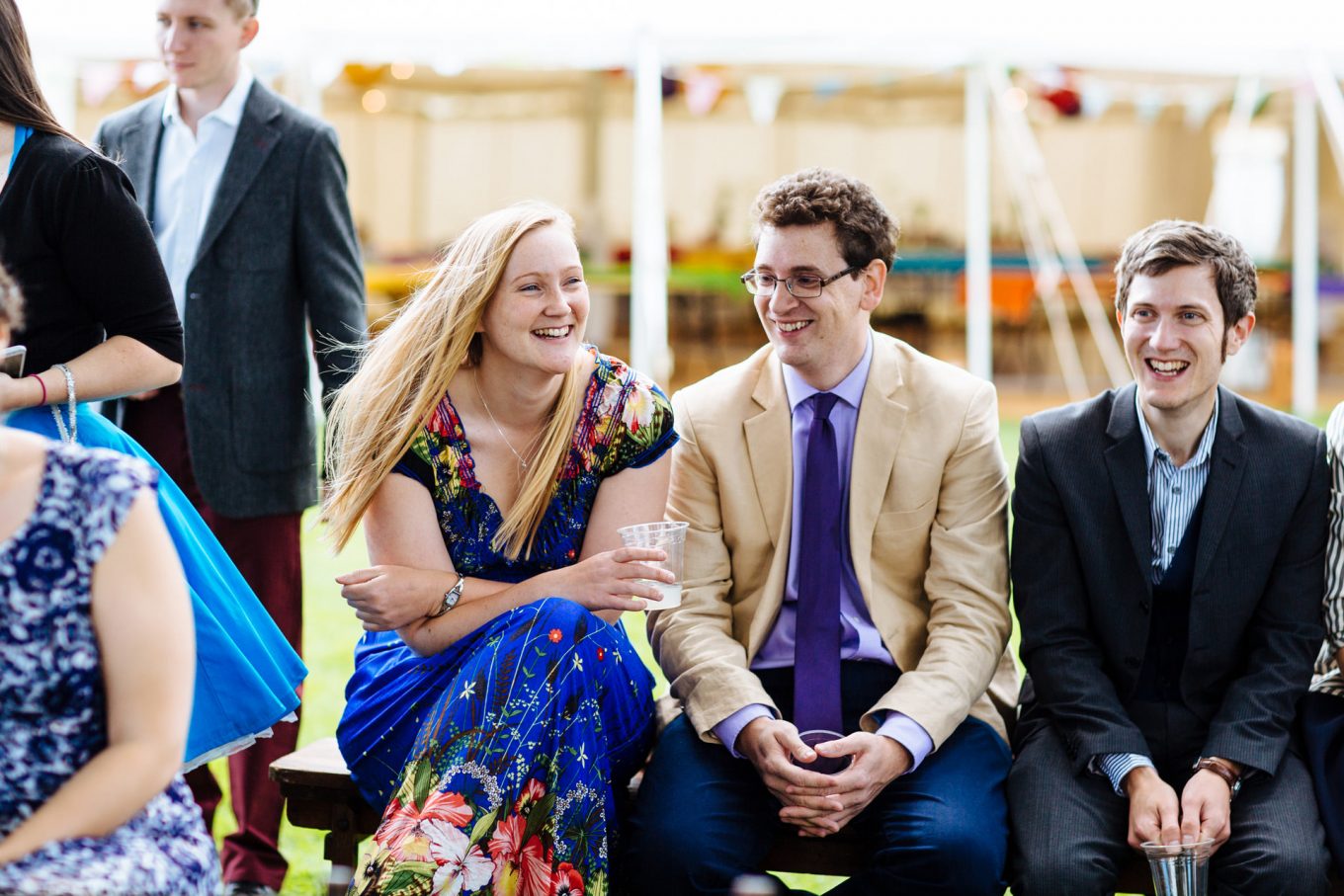 happy wedding guests
