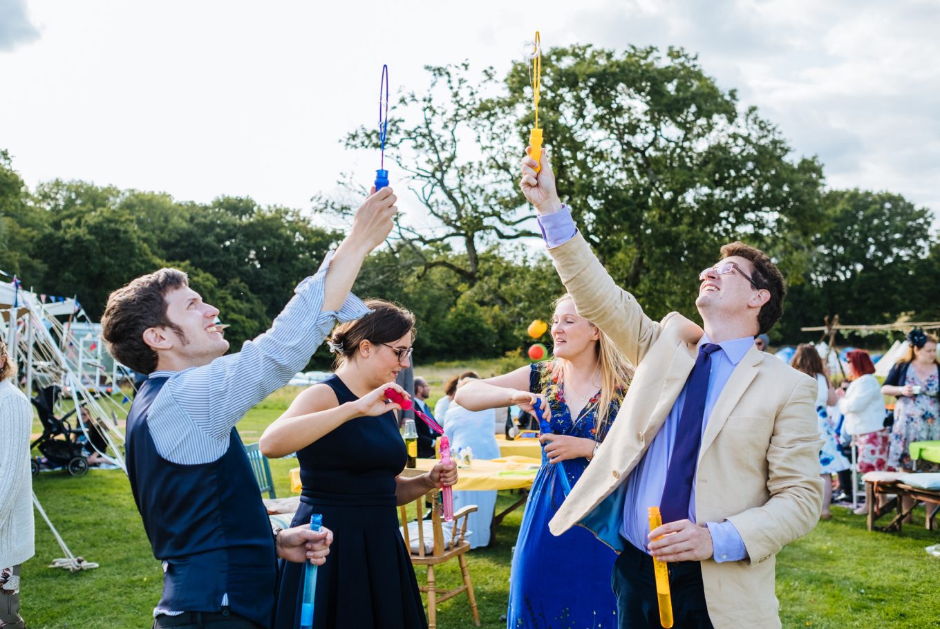 bubbles at a wedding