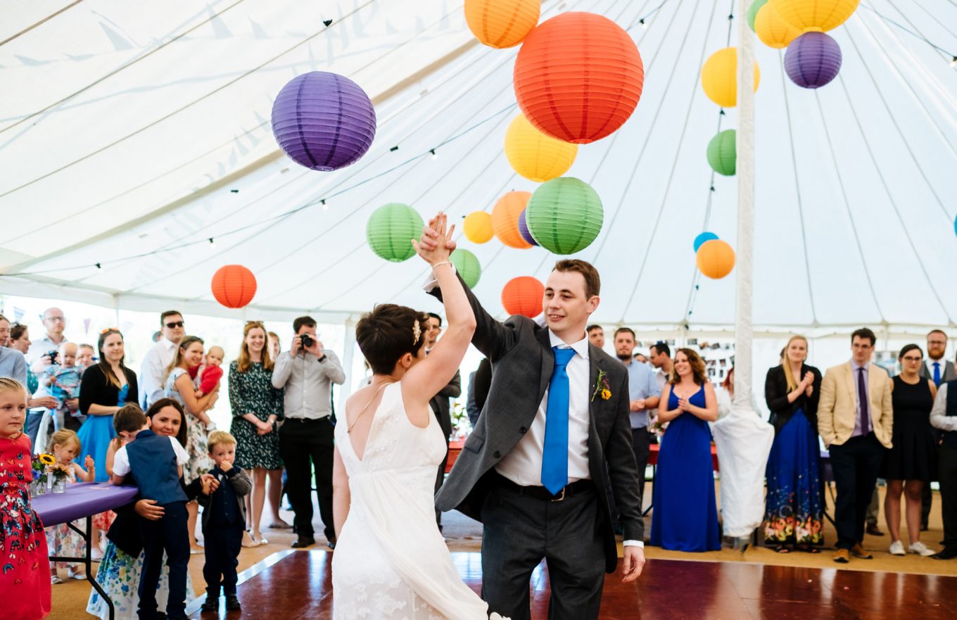 bride and groom do their first dance