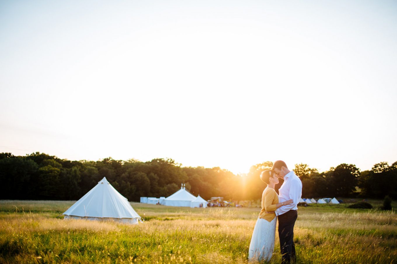 festival wedding sunset