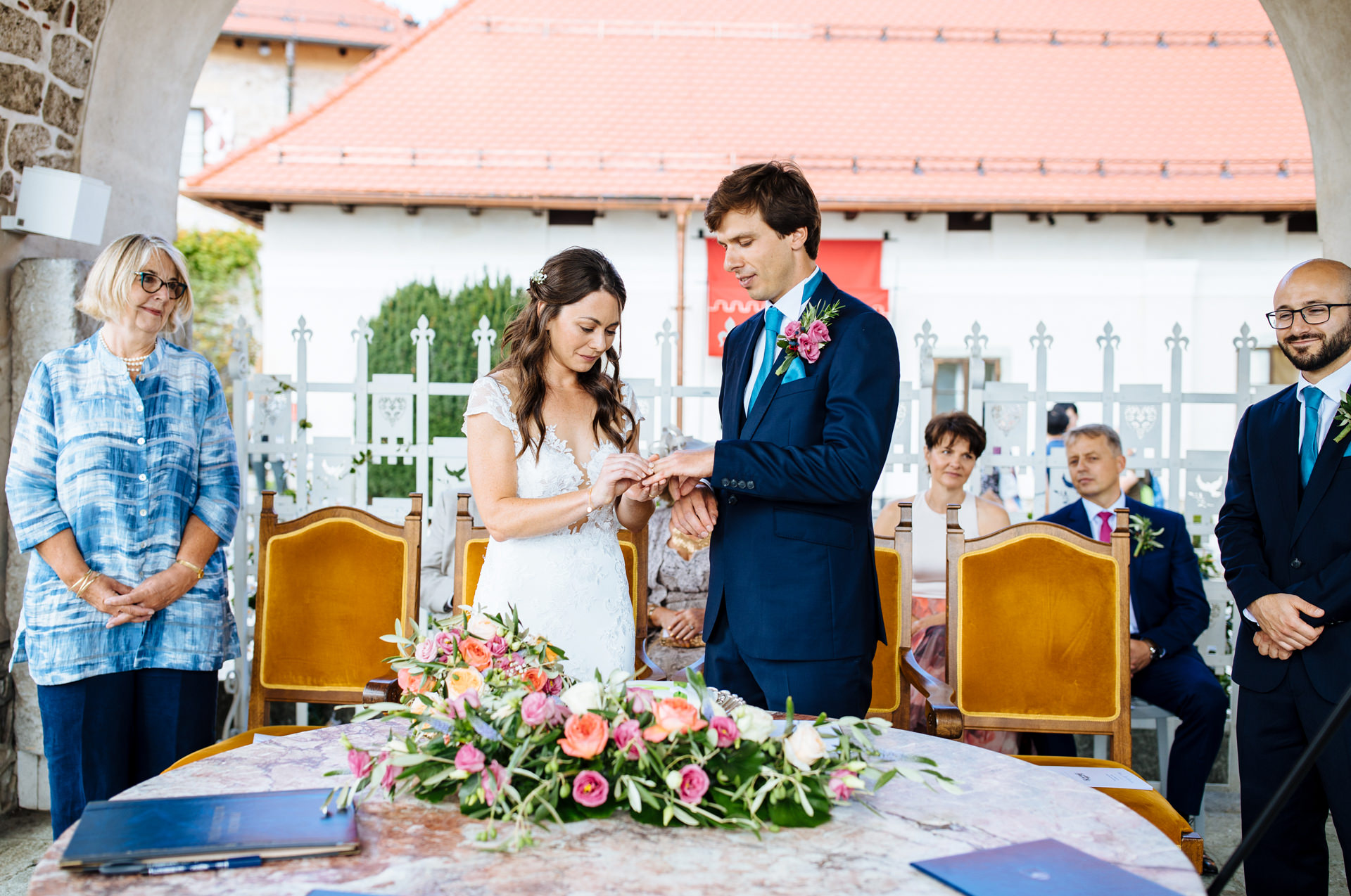 ring exchange at lake bled wedding ceremony at bled castle