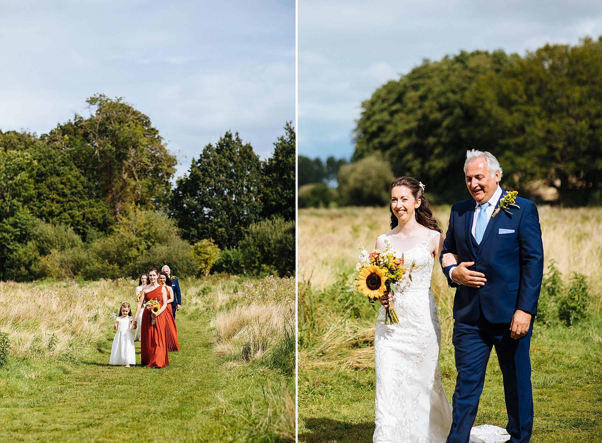 bride and father of the bride at a Woodland wedding venue in the wilderness 