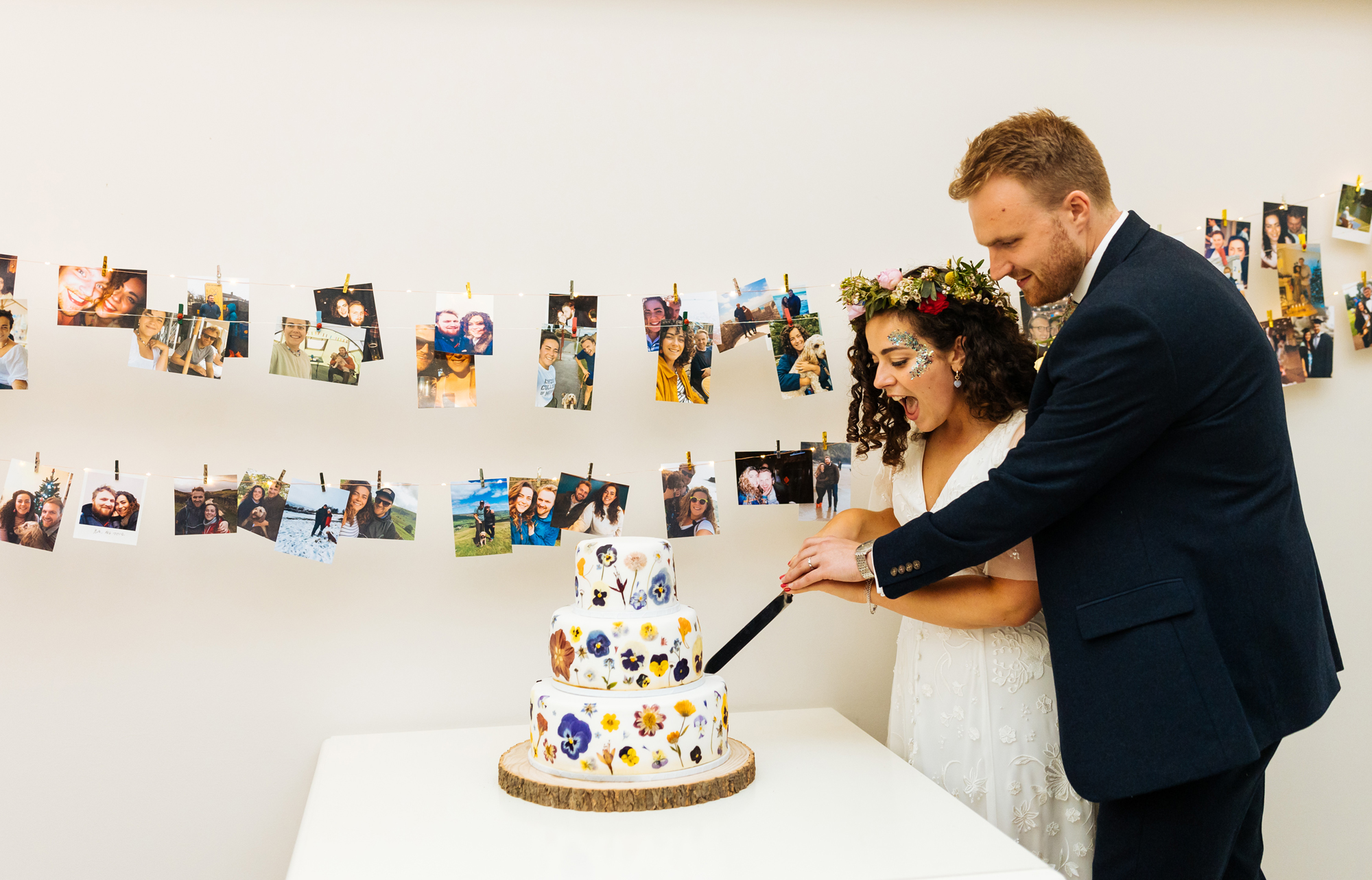 A beautiful wedding with musical instruments on the ceiling!
